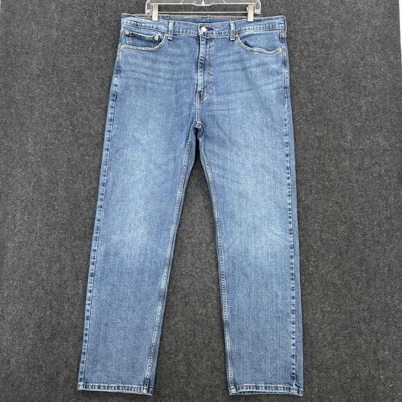 Levis 505 Jeans Mens 40x32 Blue Straight Fit Denim Medium Wash Classic Pants - Picture 1 of 13